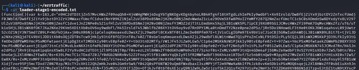 The obfuscated stage-one loader: four kilobytes of base64